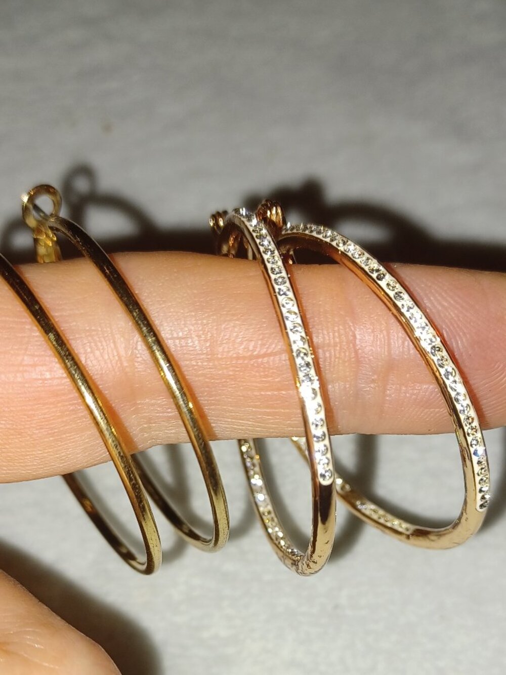 Two Sets Gold Tone Hoop Earrings